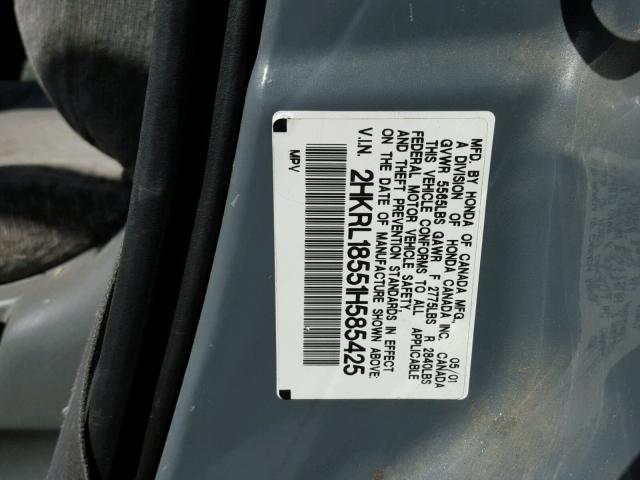 2HKRL18551H585425 - 2001 HONDA ODYSSEY LX CHARCOAL photo 10