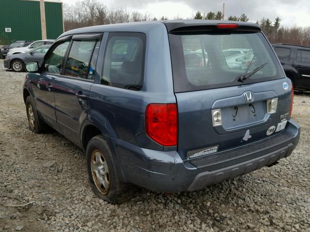 2HKYF18175H537687 - 2005 HONDA PILOT LX BLUE photo 3