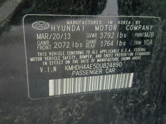 KMHDH4AE5DU824890 - 2013 HYUNDAI ELANTRA GL BLACK photo 10