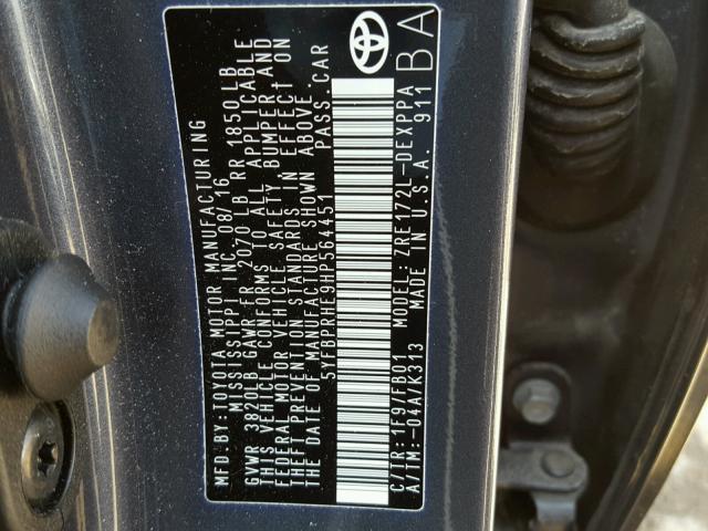 5YFBPRHE9HP564451 - 2017 TOYOTA COROLLA LE 蓝色 照片 10