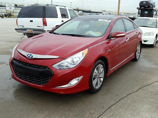 KMHEC4A42FA136599 - 2015 HYUNDAI SONATA HYB RED photo 2