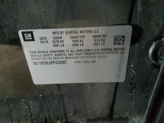 1G11F5SL9FF322867 - 2015 CHEVROLET MALIBU LTZ 黑色 照片 10