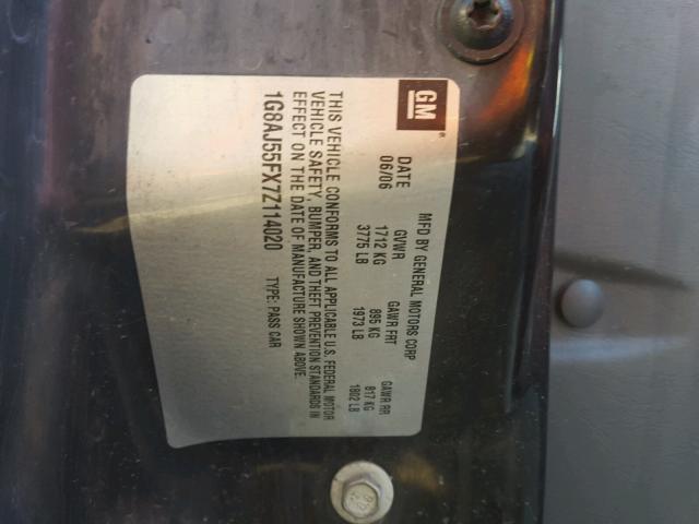 1G8AJ55FX7Z114020 - 2007 SATURN ION LEVEL მუქწითელი ფოტო 10