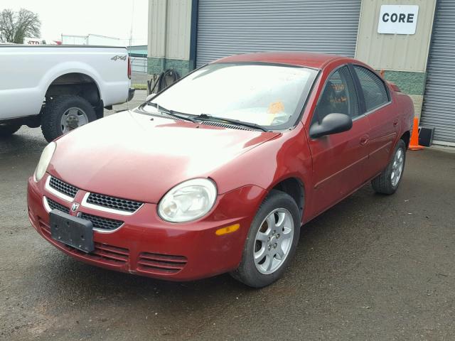 1B3ES56C75D200020 - 2005 DODGE NEON SXT RED photo 2