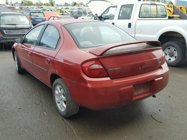 1B3ES56C75D200020 - 2005 DODGE NEON SXT RED photo 3