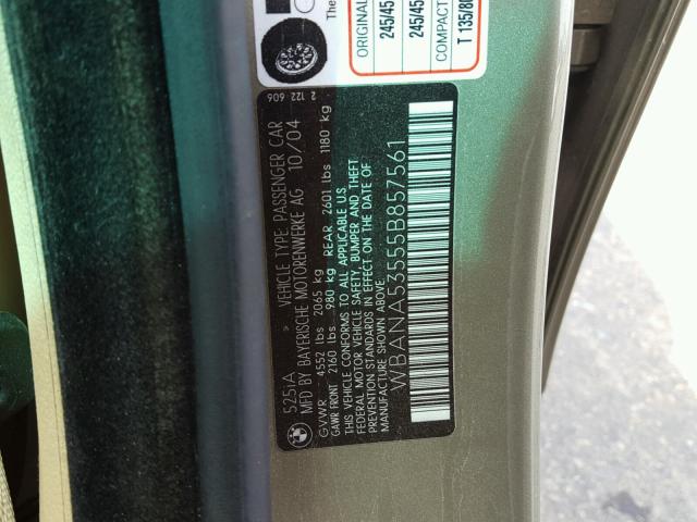 WBANA53555B857561 - 2005 BMW 525 I TAN photo 10