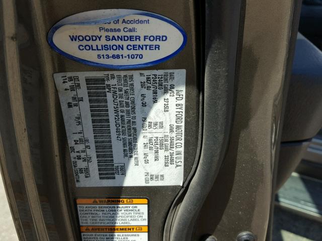 1FMDU75W92UD48947 - 2002 FORD EXPLORER L TAN photo 10