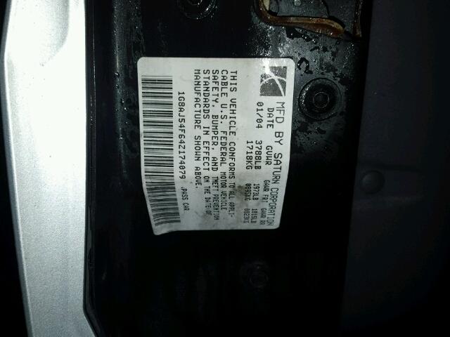 1G8AJ54F64Z174079 - 2004 SATURN ION LEVEL SILVER photo 10