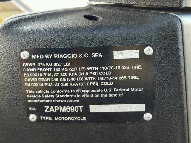 ZAPM690TXG5201060 - 2016 PIAGGIO BV 350 SILVER photo 10