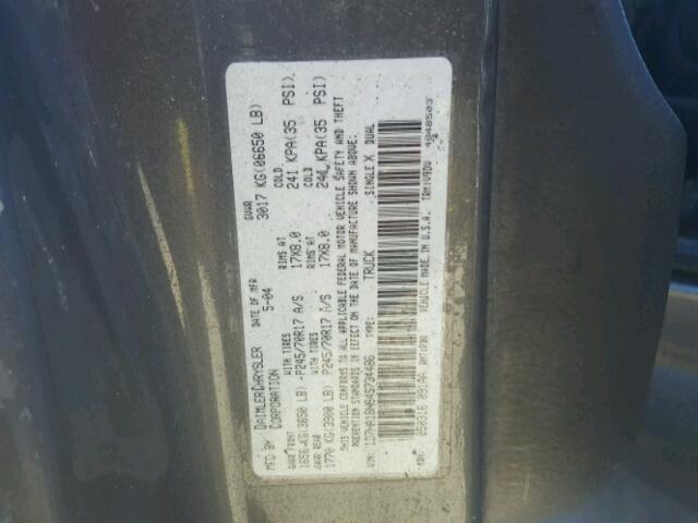 1D7HA18N84S734486 - 2004 DODGE RAM 1500 Q GRAY photo 10