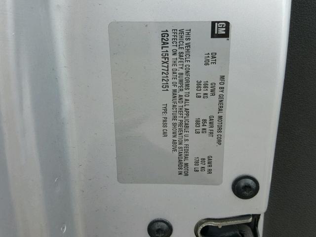 1G2AL15FX77212151 - 2007 PONTIAC G5 GRAY photo 10