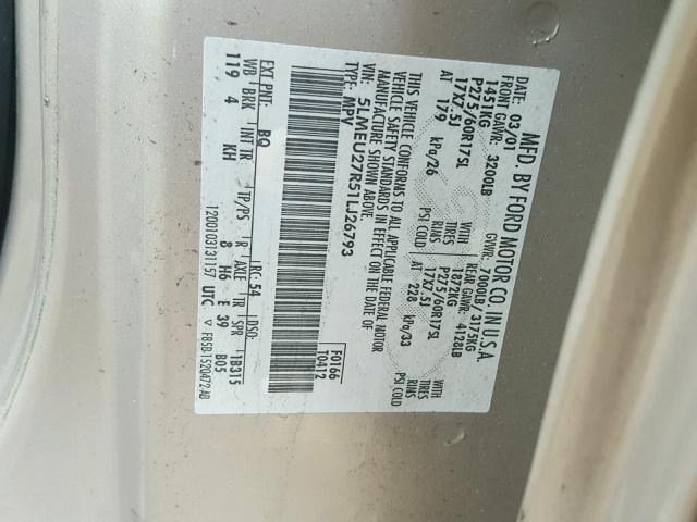 5LMEU27R51LJ26793 - 2001 LINCOLN NAVIGATOR 棕色 照片 10