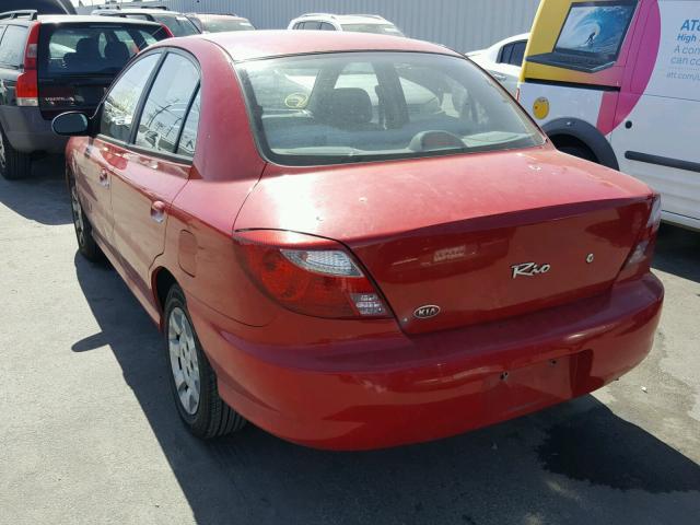 KNADC123926191663 - 2002 KIA RIO RED photo 3