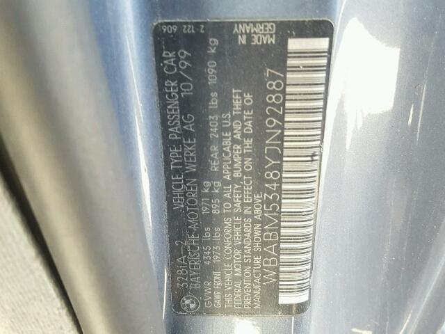 WBABM5348YJN92887 - 2000 BMW 328 CI BLUE photo 10