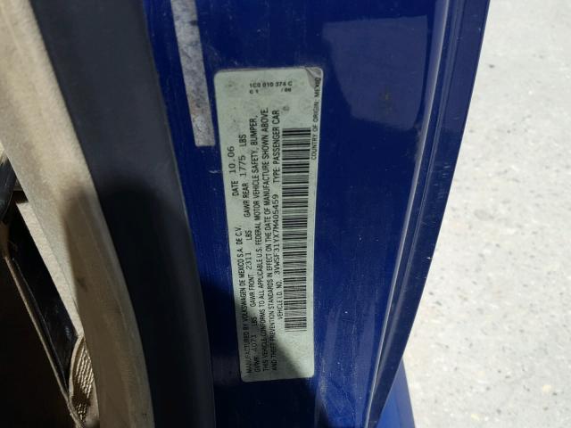 3VWSF31YX7M405459 - 2007 VOLKSWAGEN NEW BEETLE ლურჯი ფოტო 10