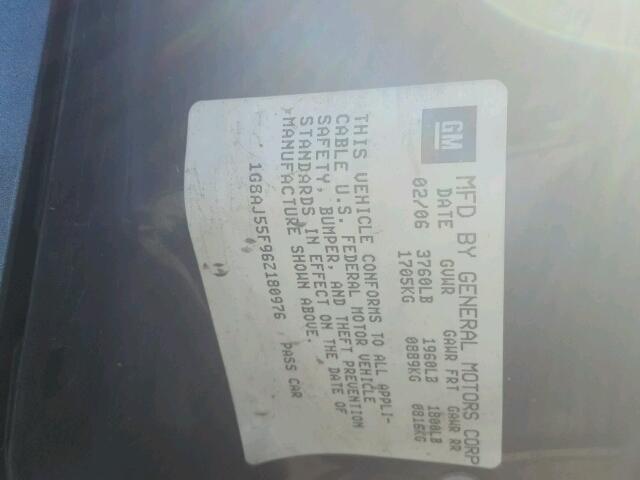 1G8AJ55F96Z180976 - 2006 SATURN ION LEVEL BLUE photo 10