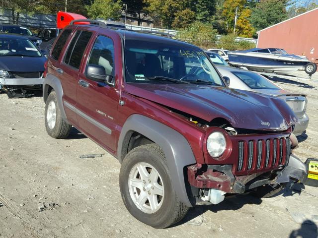 1J4GL48K12W352209 - 2002 JEEP LIBERTY SP MAROON photo 1