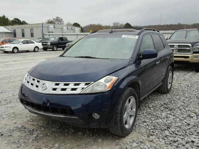 JN8AZ08T75W312348 - 2005 NISSAN MURANO SL BLUE photo 2