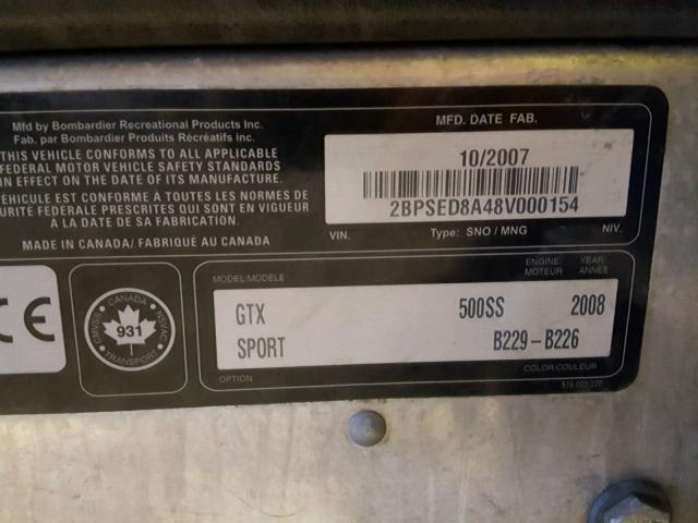 2BPSED8A48V000154 - 2008 SKID GTX BLUE photo 10