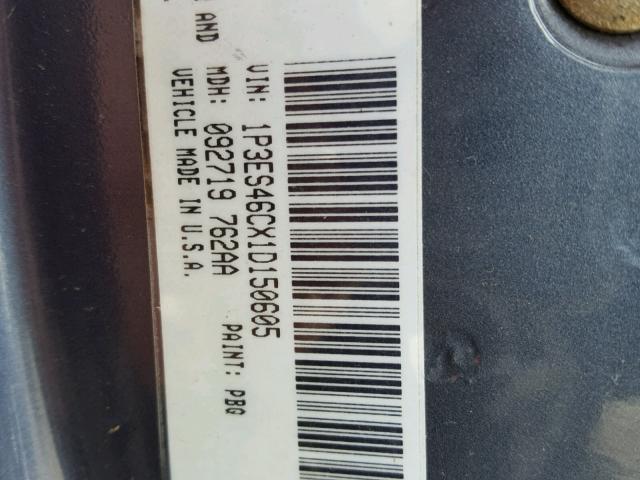 1P3ES46CX1D150605 - 2001 PLYMOUTH NEON BASE 蓝色 照片 10