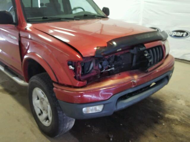 5TEWM72N01Z831435 - 2001 TOYOTA TACOMA XTR BURGUNDY photo 9