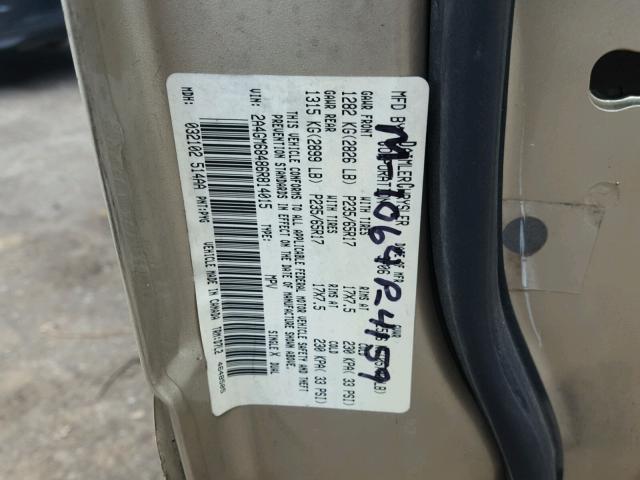 2A4GM68486R814015 - 2006 CHRYSLER PACIFICA T GOLD photo 10