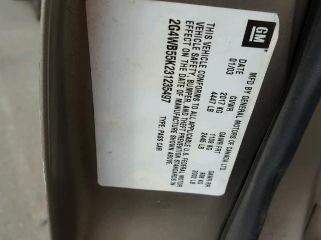 2G4WB55K231235497 - 2003 BUICK REGAL LS TAN photo 10