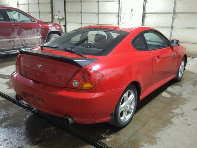 KMHHN65F83U052392 - 2003 HYUNDAI TIBURON RED photo 4