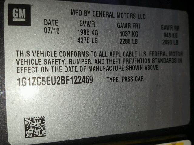 1G1ZC5EU2BF122469 - 2011 CHEVROLET MALIBU 1LT 灰色 照片 10