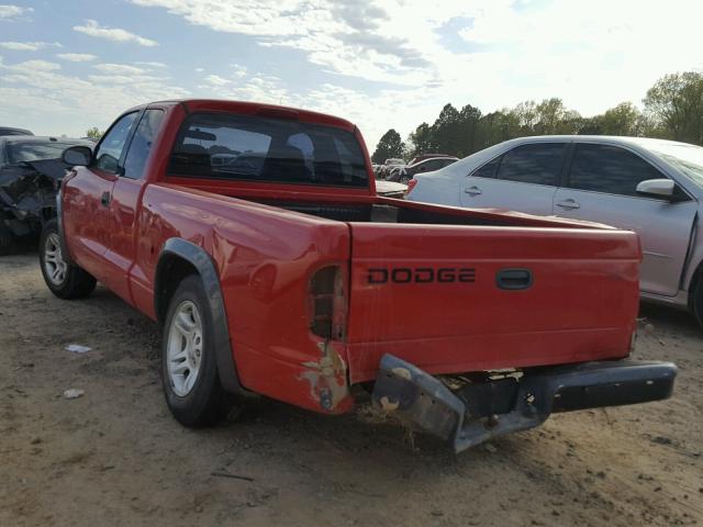 1B7GL12X82S586315 - 2002 DODGE DAKOTA BAS RED photo 3