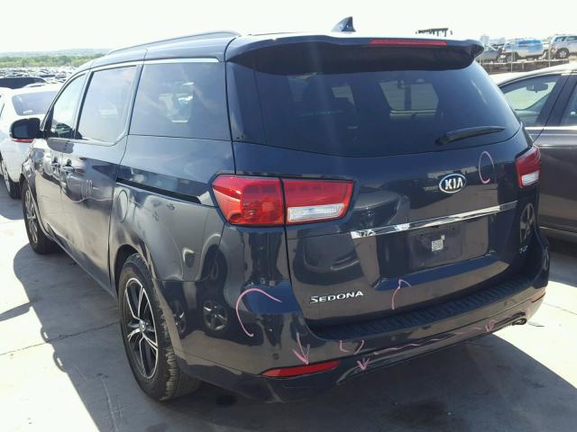 KNDMC5C11F6063916 - 2015 KIA SEDONA EX BLUE photo 3