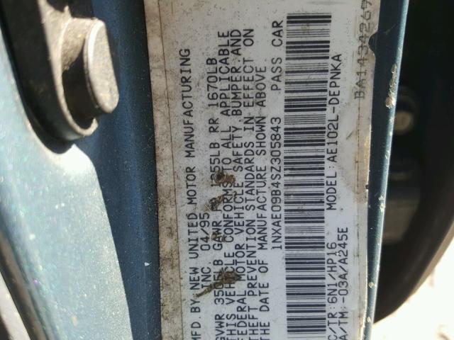 1NXAE09B4SZ305843 - 1995 TOYOTA COROLLA LE 绿色 照片 10