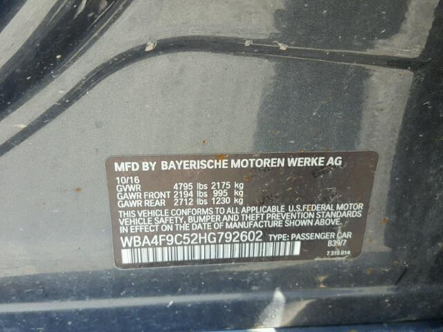 WBA4F9C52HG792602 - 2017 BMW 430XI GRAN GRAY photo 10