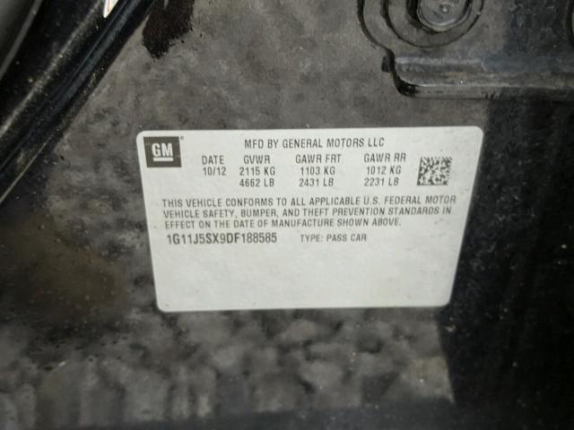 1G11J5SX9DF188585 - 2013 CHEVROLET MALIBU LTZ 黑色 照片 10