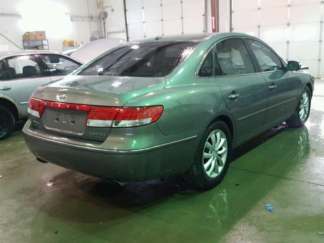 KMHFC46F58A264689 - 2008 HYUNDAI AZERA SE GREEN photo 4