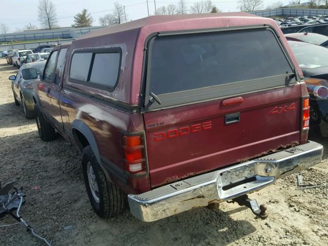 1B7GG23XXTS500612 - 1996 DODGE DAKOTA MAROON photo 3