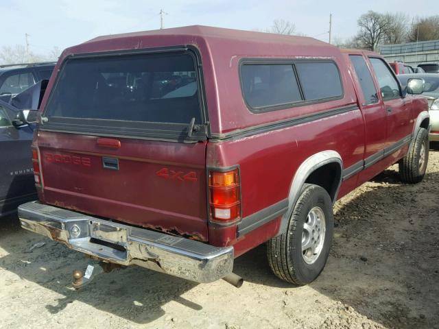 1B7GG23XXTS500612 - 1996 DODGE DAKOTA MAROON photo 4