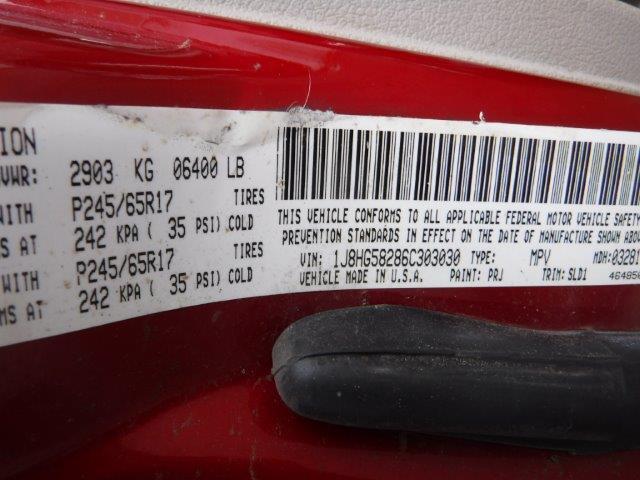 1J8HG58286C303030 - 2006 JEEP COMMANDER RED photo 10