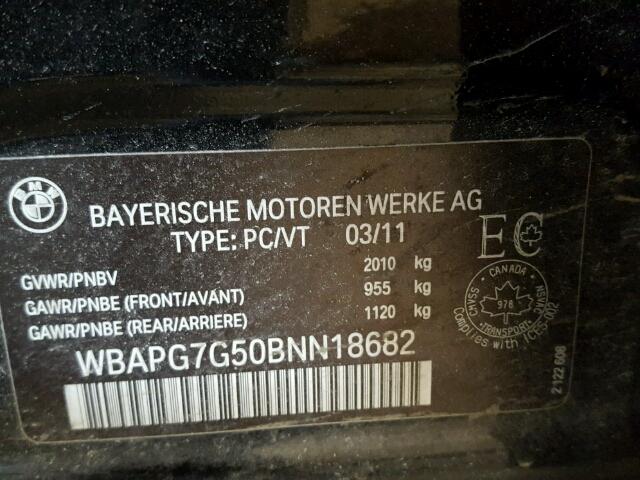 WBAPG7G50BNN18682 - 2011 BMW 323 I BLACK photo 10