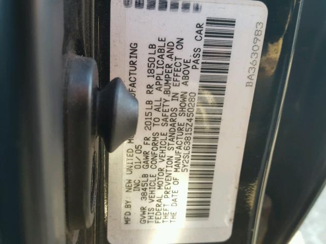 5Y2SL63815Z450280 - 2005 PONTIAC VIBE BLACK photo 10