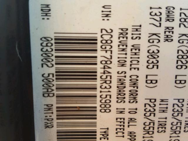 2C8GF78445R315988 - 2005 CHRYSLER PACIFICA L გრაფიტი ფოტო 10