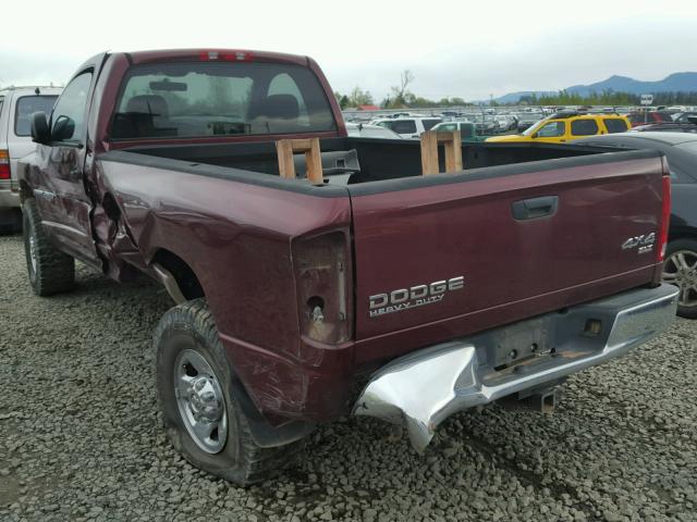 3D7KU26D13G797481 - 2003 DODGE RAM 2500 S RED photo 3