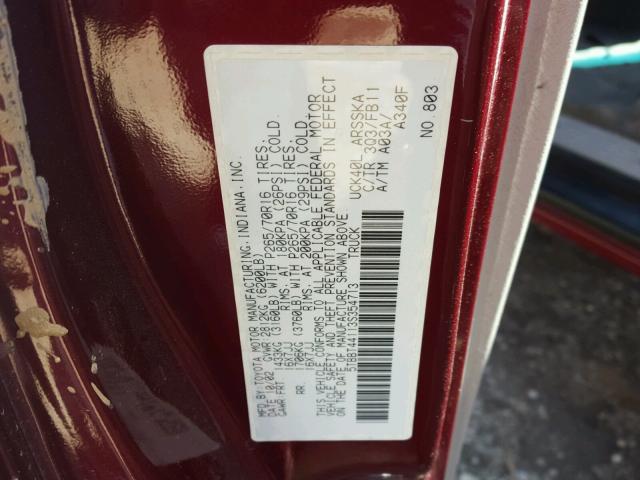 5TBBT44113S354713 - 2003 TOYOTA TUNDRA ACC RED photo 10