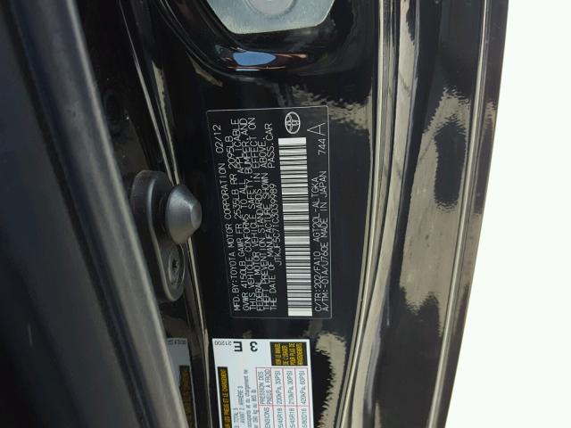 JTKJF5C71C3039989 - 2012 TOYOTA SCION TC 黑色 照片 10