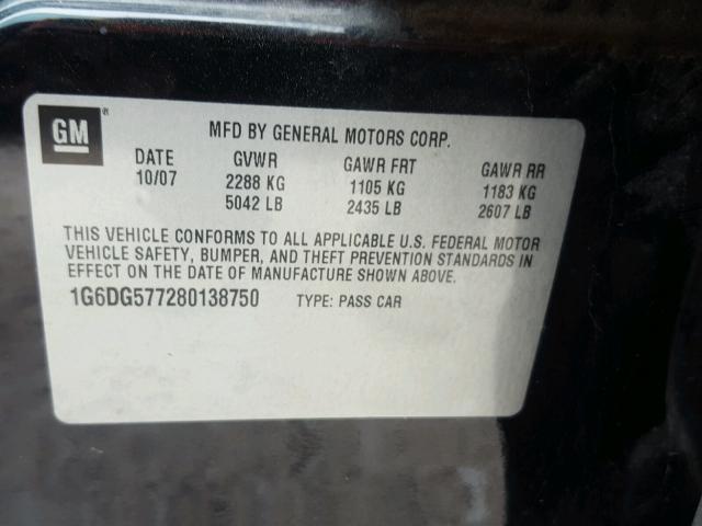 1G6DG577280138750 - 2008 CADILLAC CTS BLACK photo 10