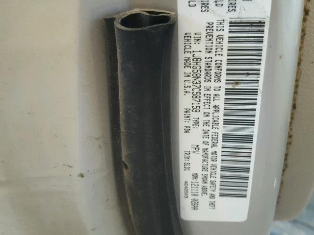 1J8HG58N37C587159 - 2007 JEEP COMMANDER SILVER photo 10