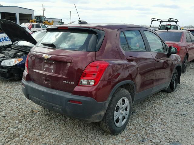 3GNCJKSB0GL270113 - 2016 CHEVROLET TRAX LS RED photo 4