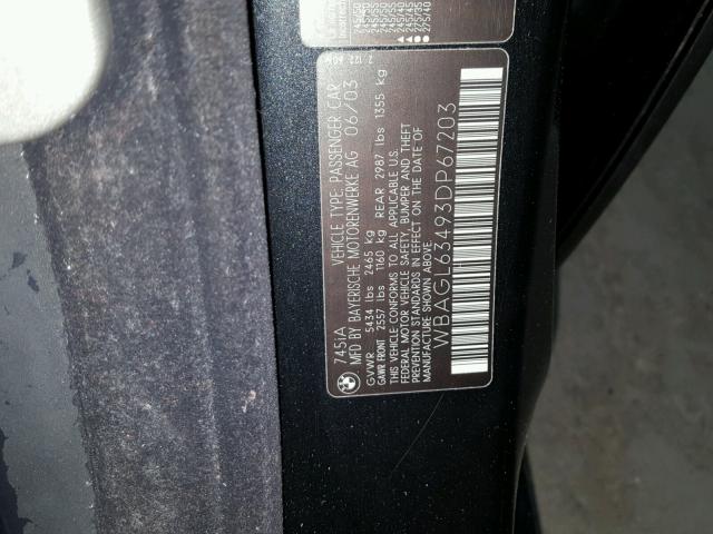 WBAGL63493DP67203 - 2003 BMW 745 I BLACK photo 10