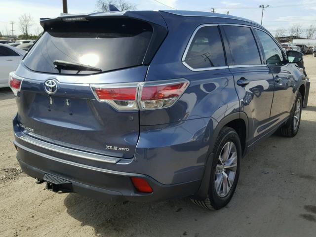 5TDJKRFH7FS149088 - 2015 TOYOTA HIGHLANDER BLUE photo 4