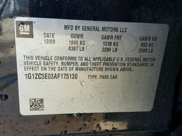 1G1ZC5E03AF175130 - 2010 CHEVROLET MALIBU 1LT 灰色 照片 10